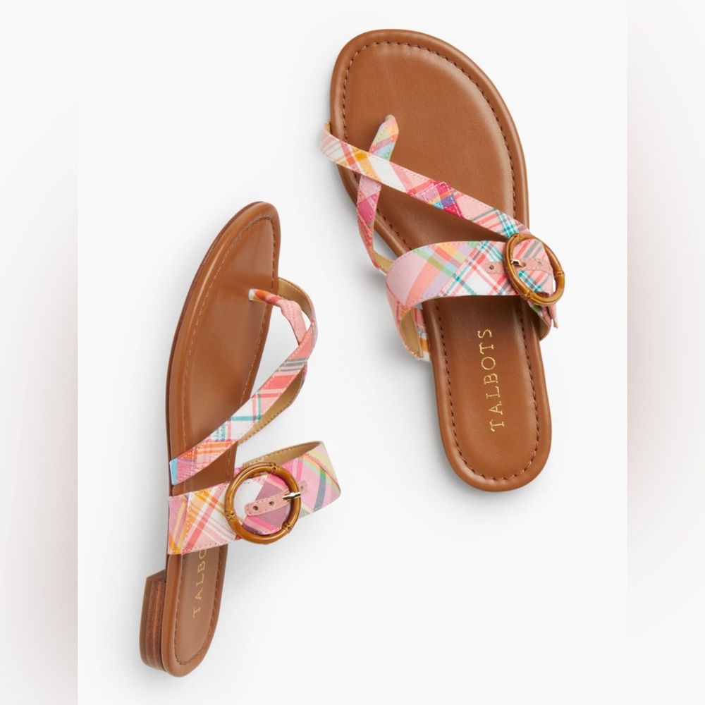TALBOTS GIA BUCKLE SANDALS - MADRAS SIZE 9